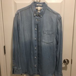 H&M Mens Button Down Chambray Shirt L